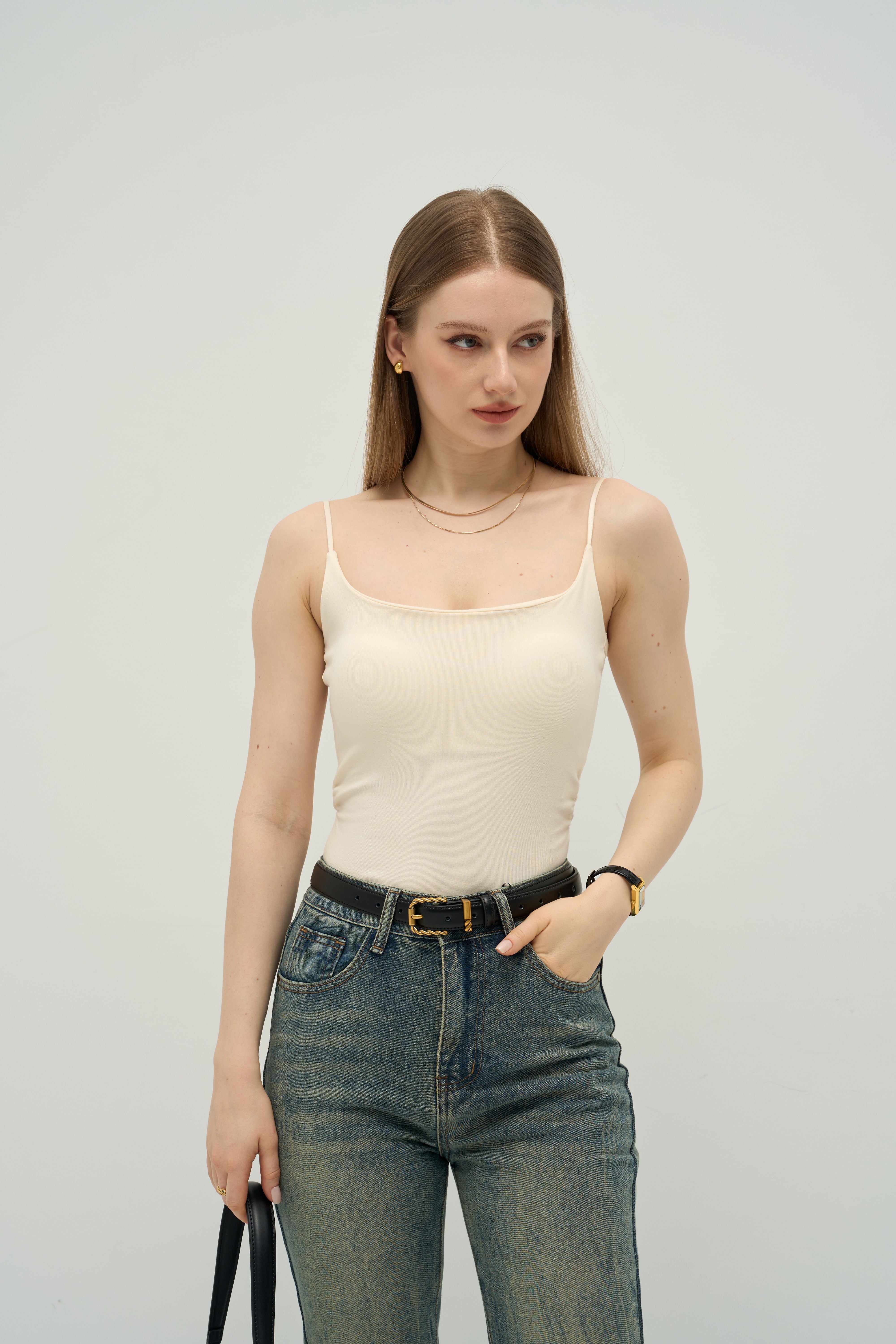 Sculpted Waist Ribbed Padded Camisole