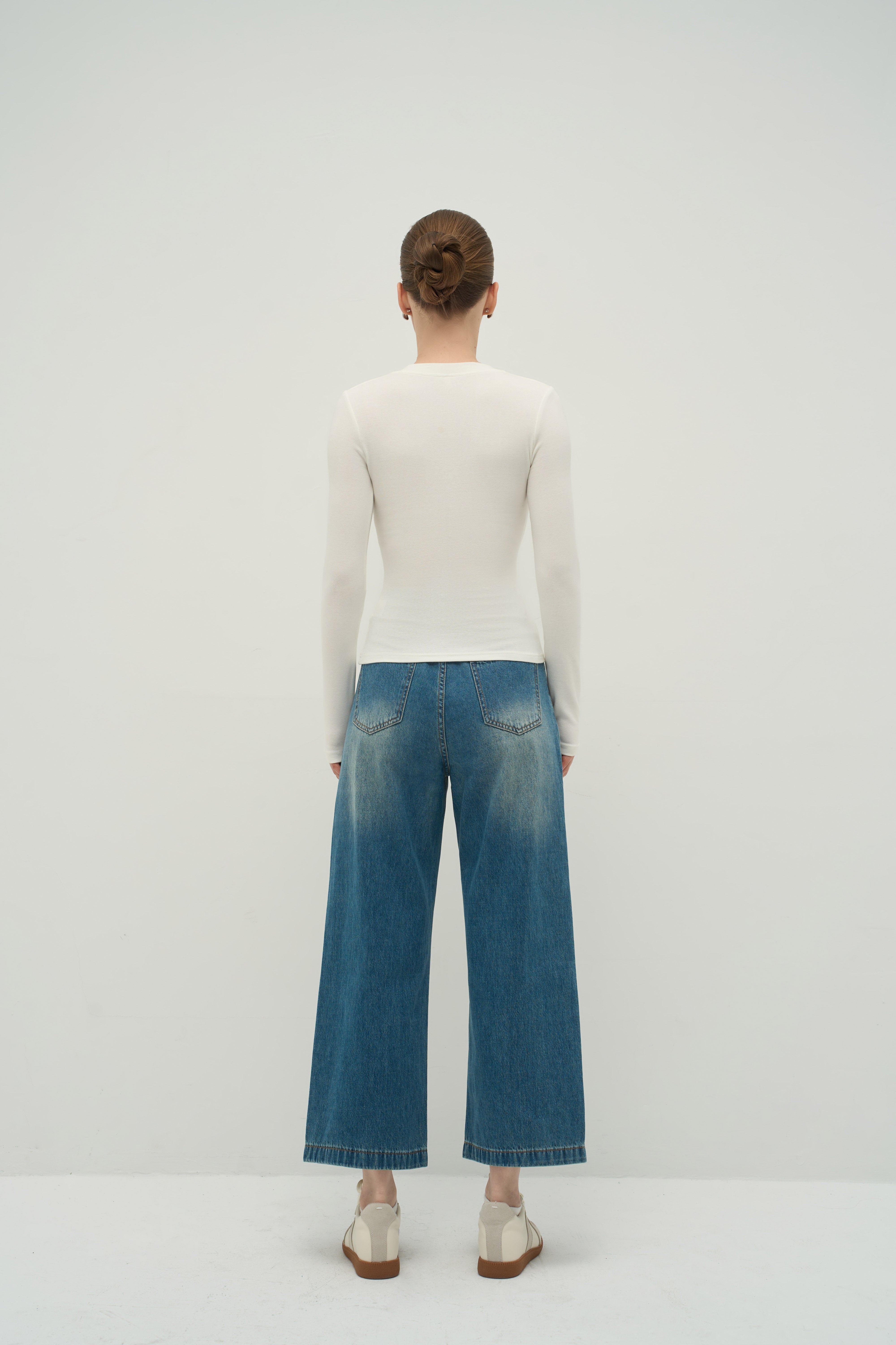 Merra Muse cashmere-touch henley long sleeve styled for effortless everyday wear
