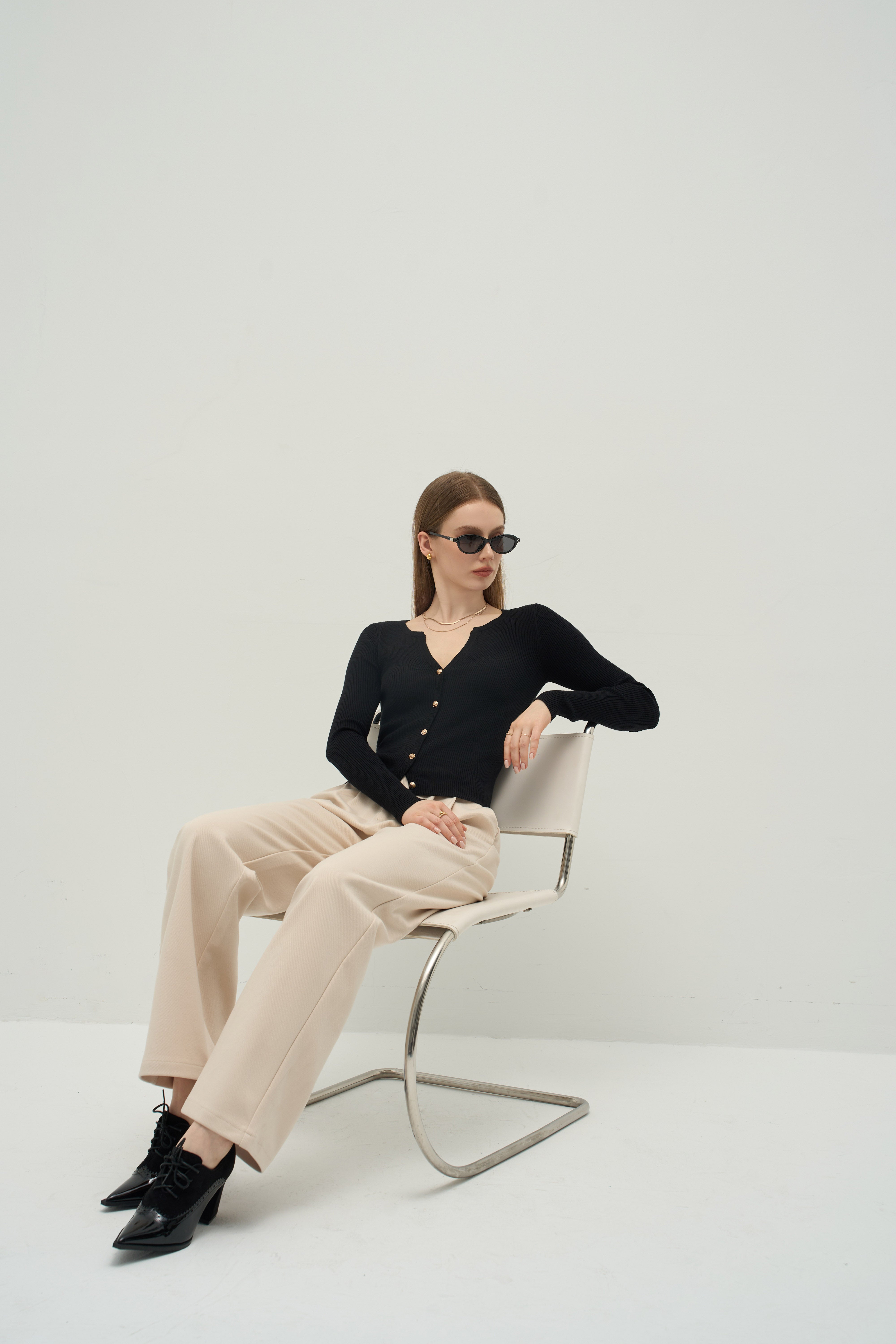 Contour Ribbed Knit Cardigan Top