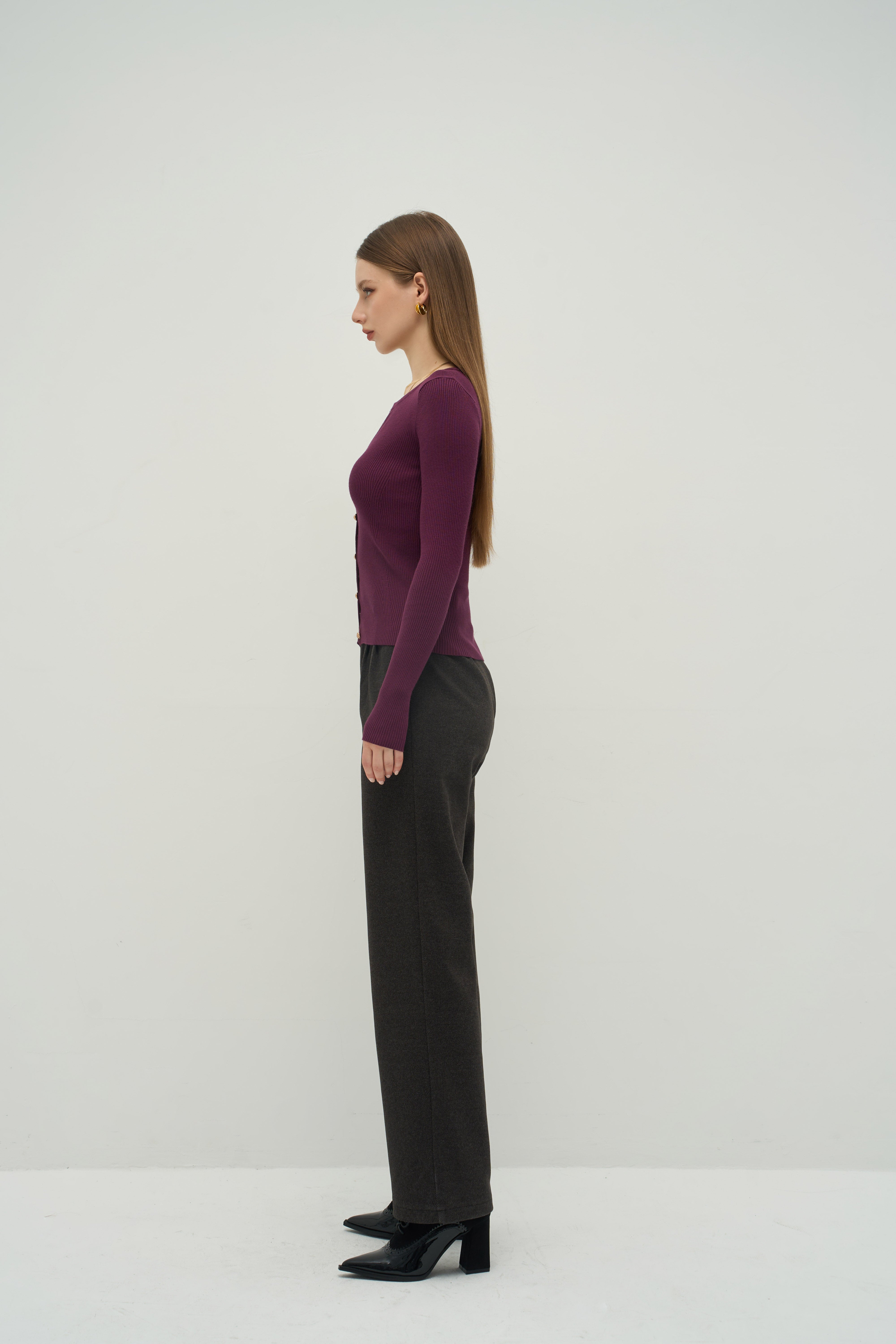Merra Muse premium ribbed knit fabric with refined texture and slim fit
