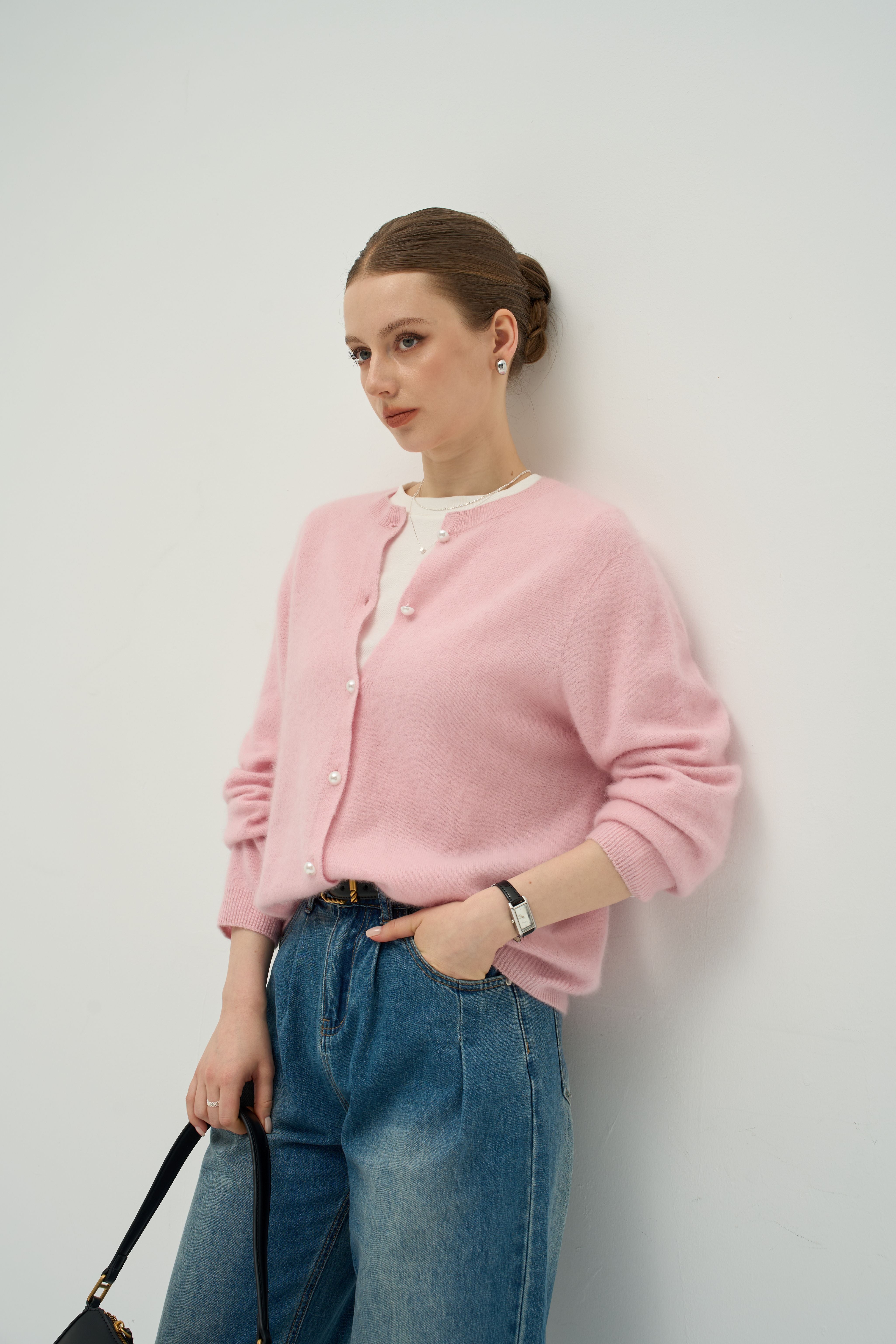 Luxe Cashmere Crew Cardigan – Timeless Layering Essential | Merra Muse
