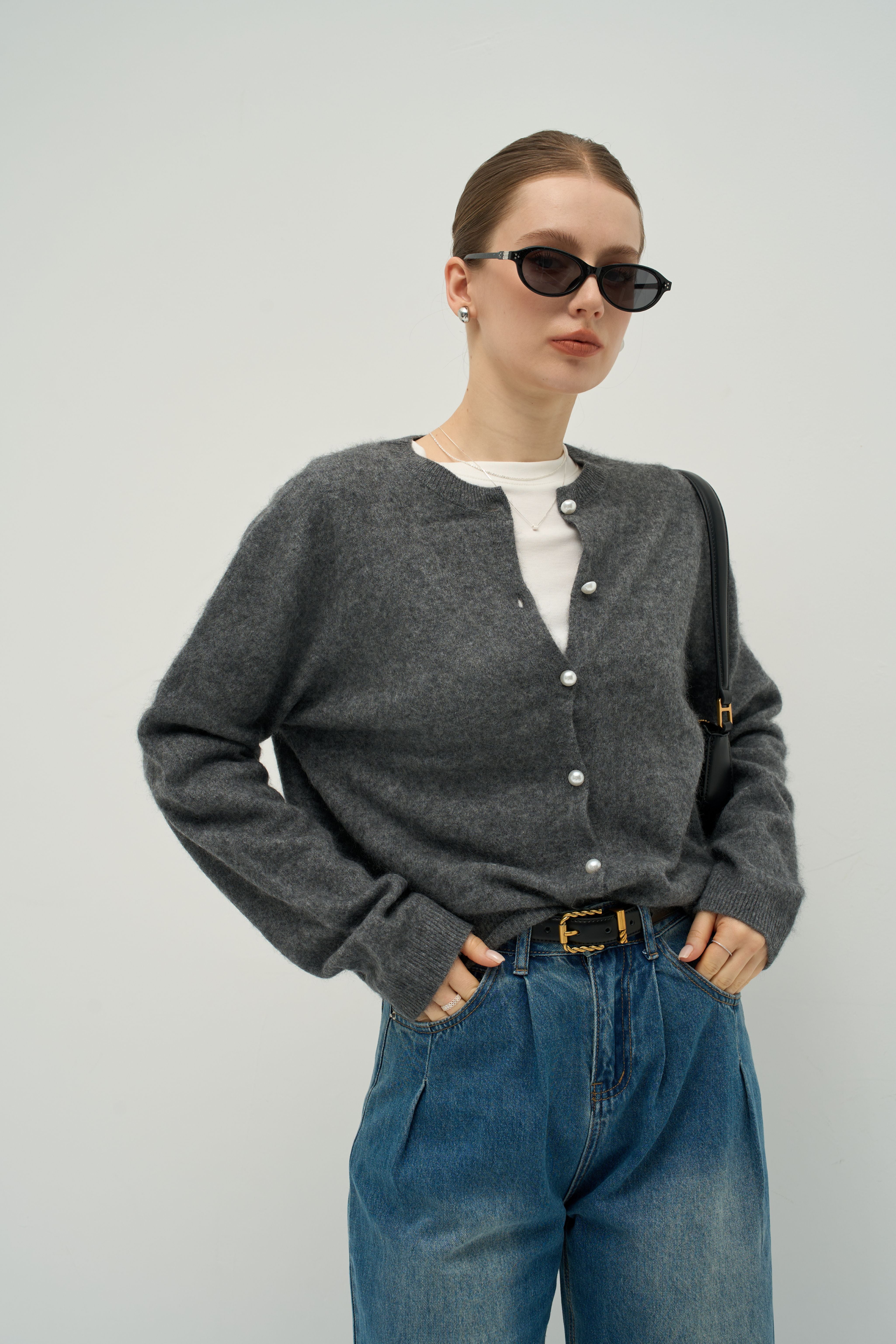 Luxe Cashmere Crew Cardigan – Timeless Layering Essential | Merra Muse
