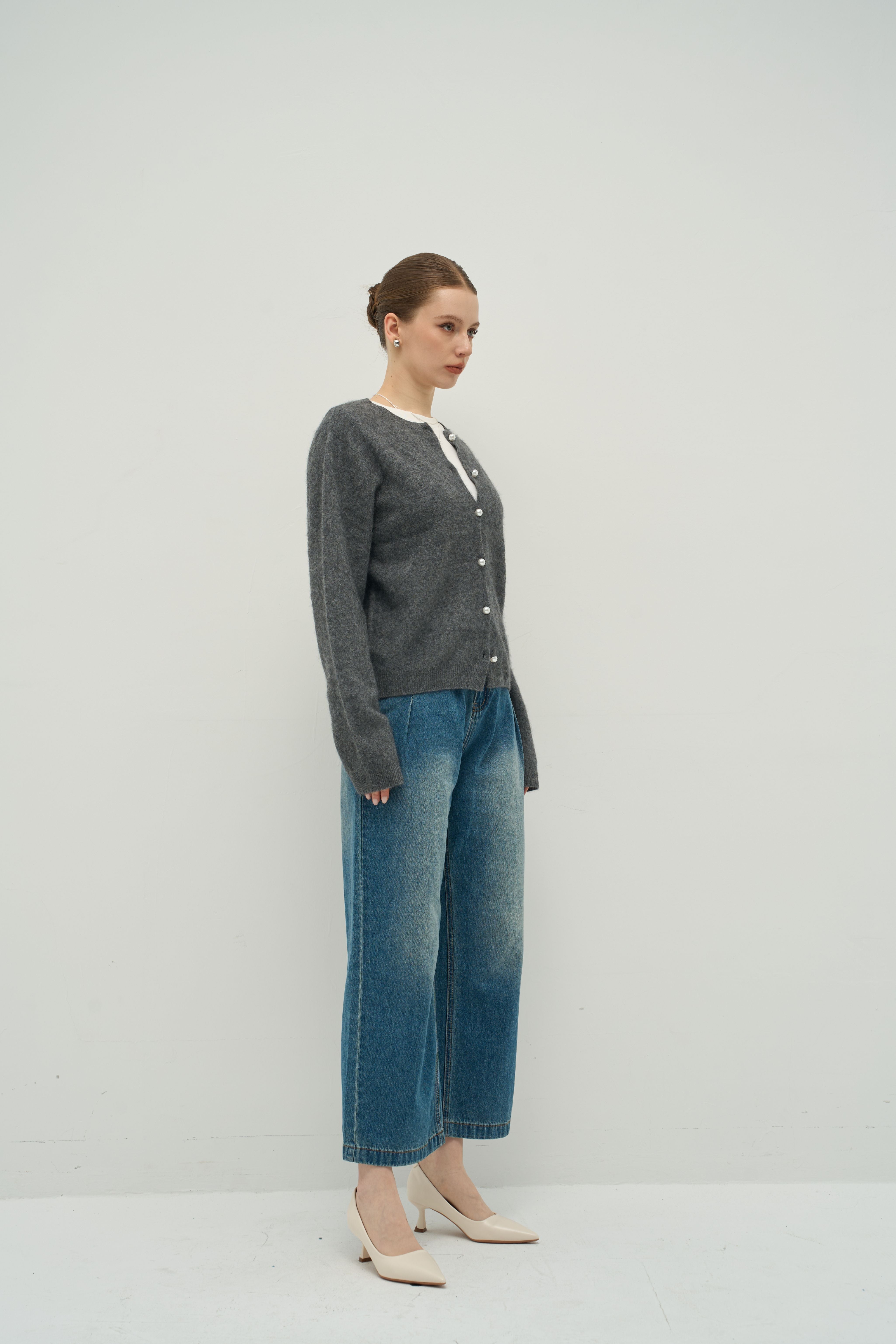 Merra Muse premium cashmere knit cardigan with soft hand-feel and fine gauge texture
