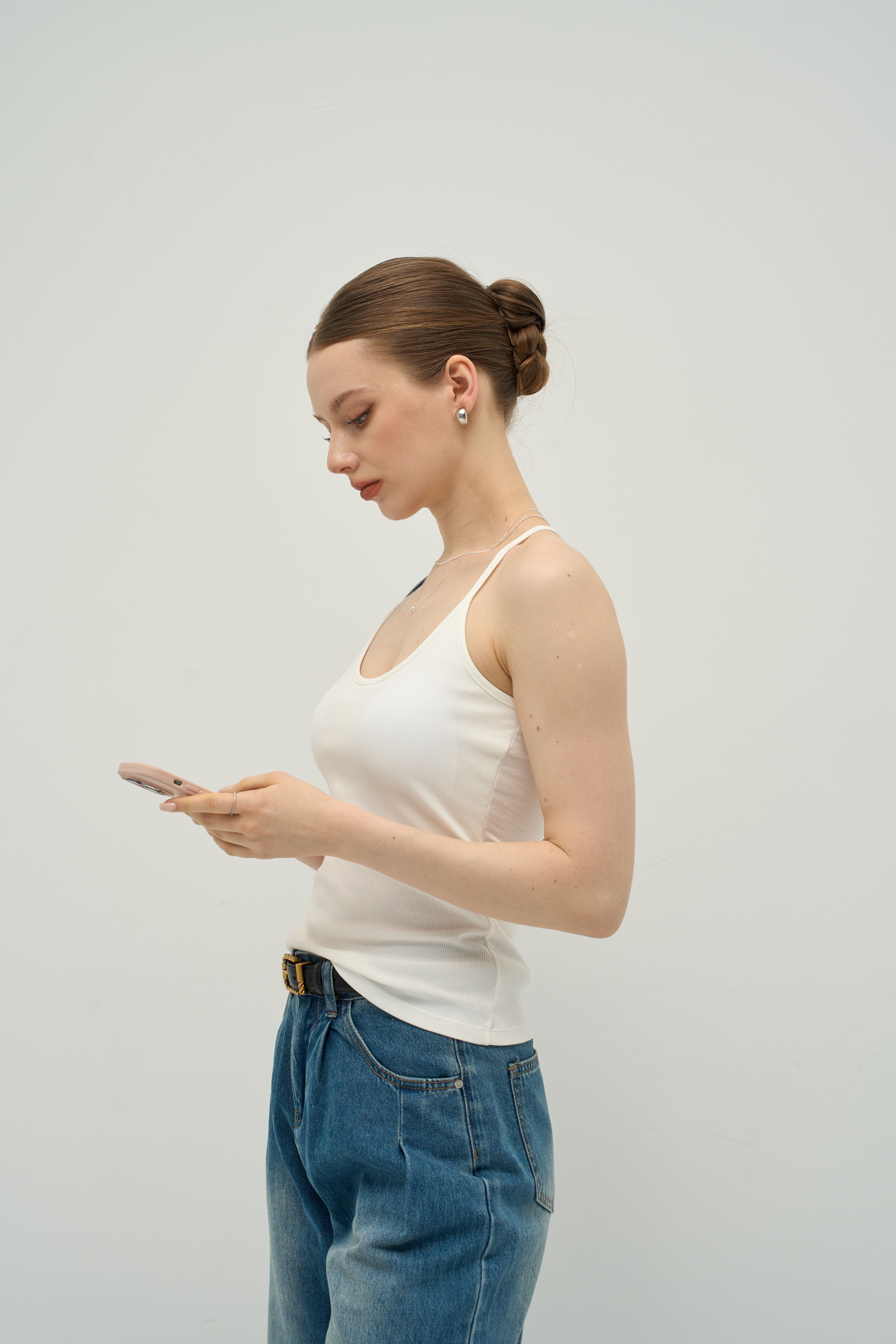 Ribbed Padded Camisole-Contoured back