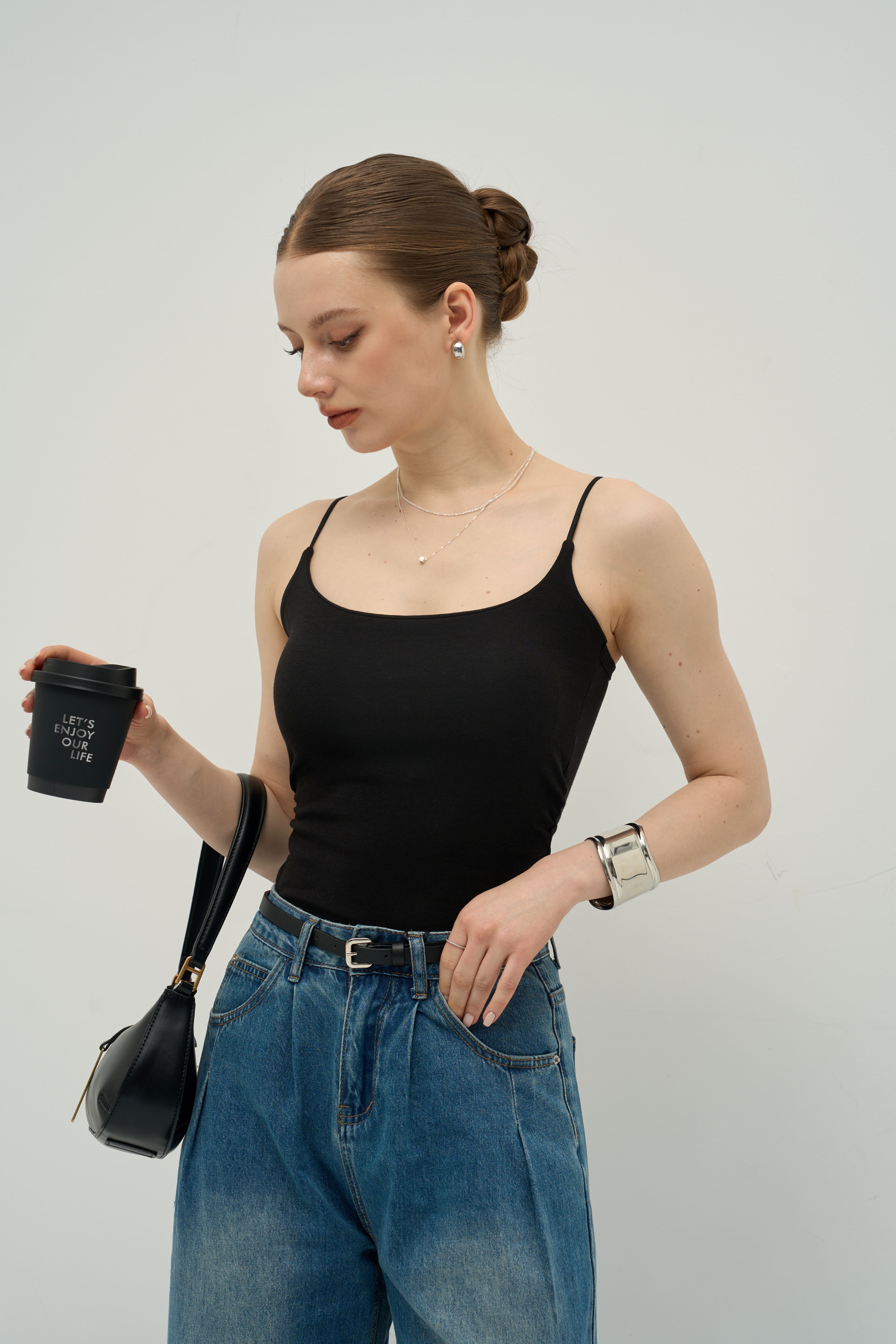 Sculpted Waist Ribbed Padded Camisole