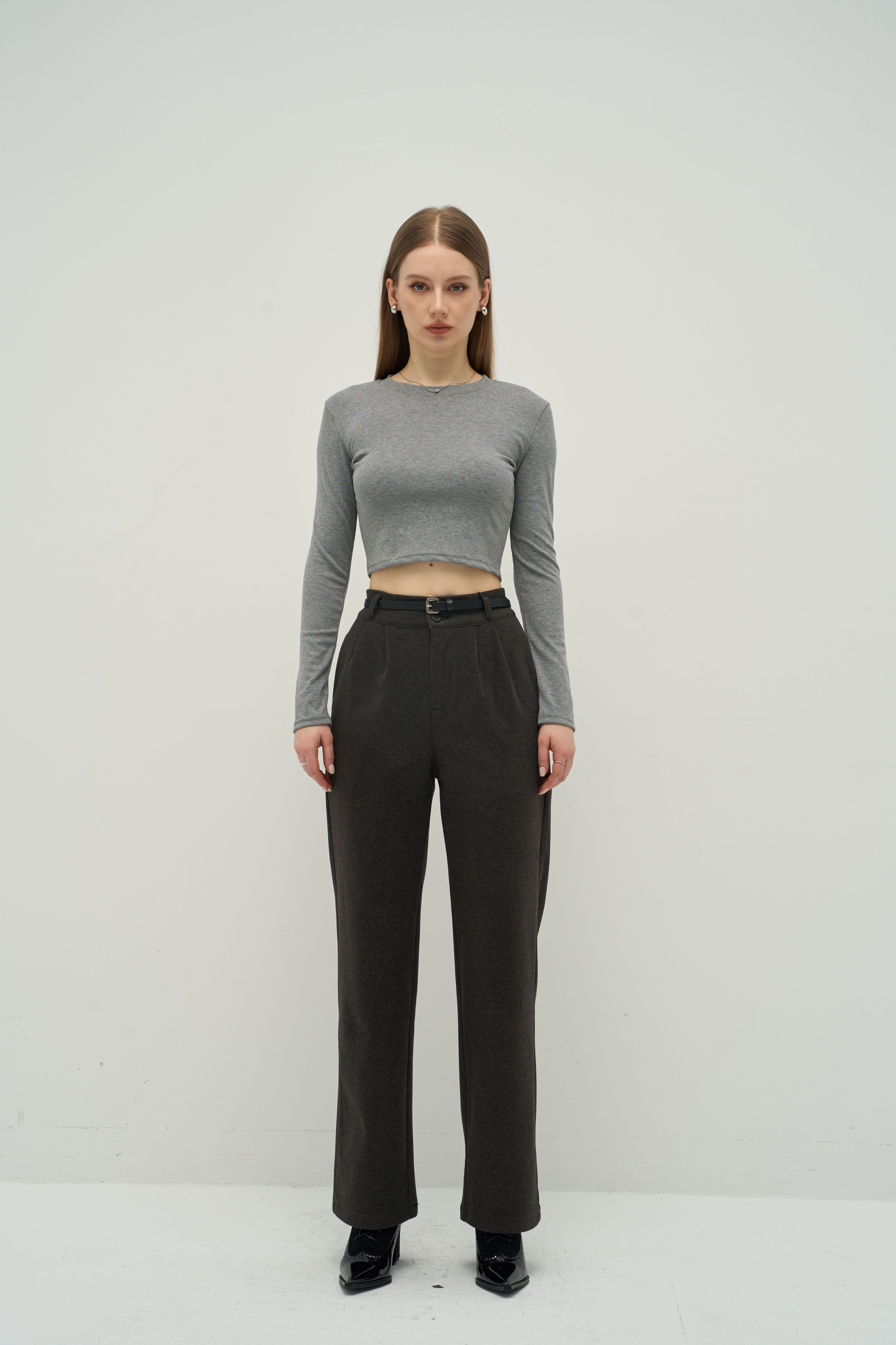 Merra Muse premium ribbed knit fabric with refined texture and slim fit
