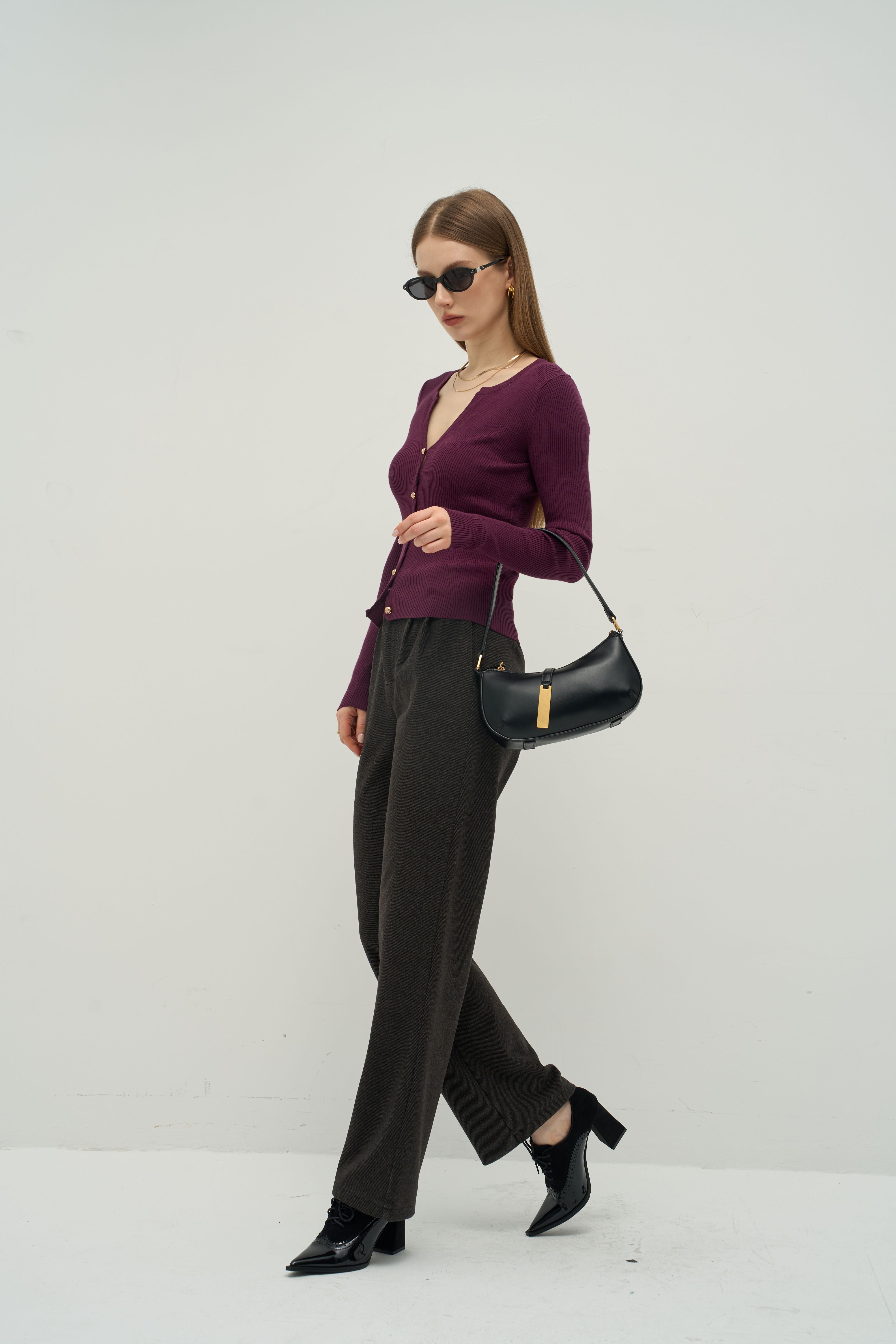 Contour Ribbed Knit Cardigan Top