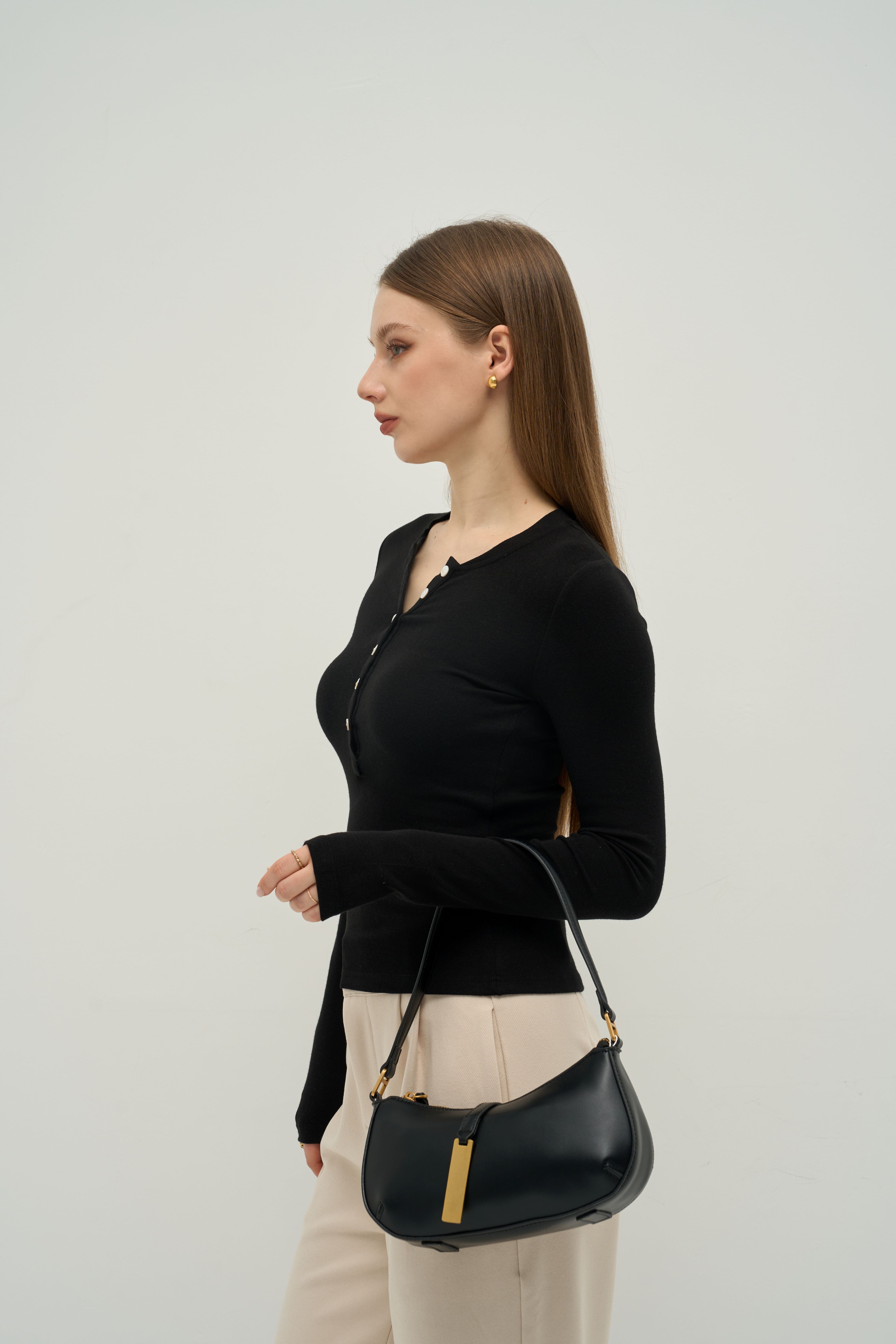 Merra Muse cashmere-touch henley long sleeve styled for effortless everyday wear
