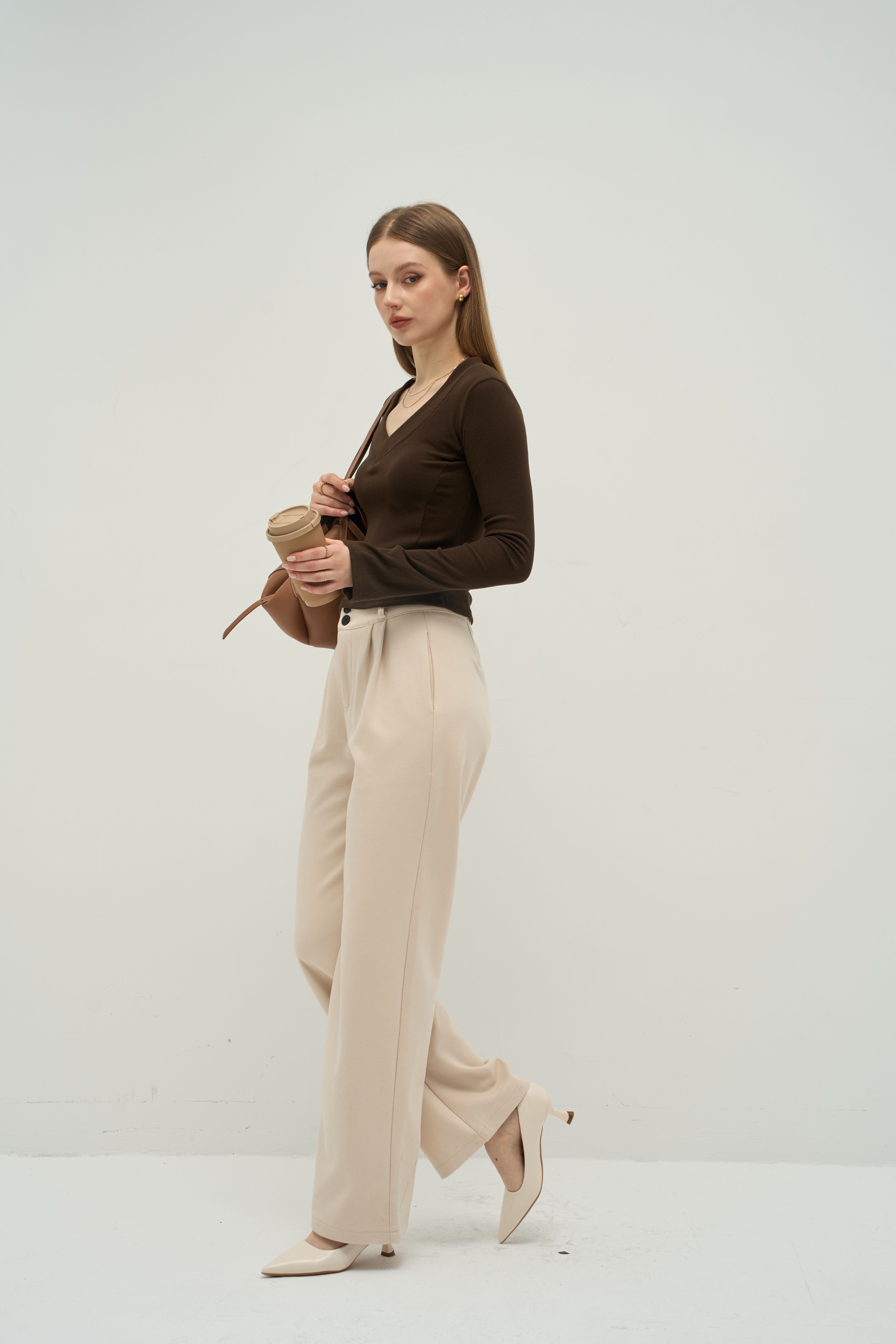 Contour V-Neck Long Sleeve Top