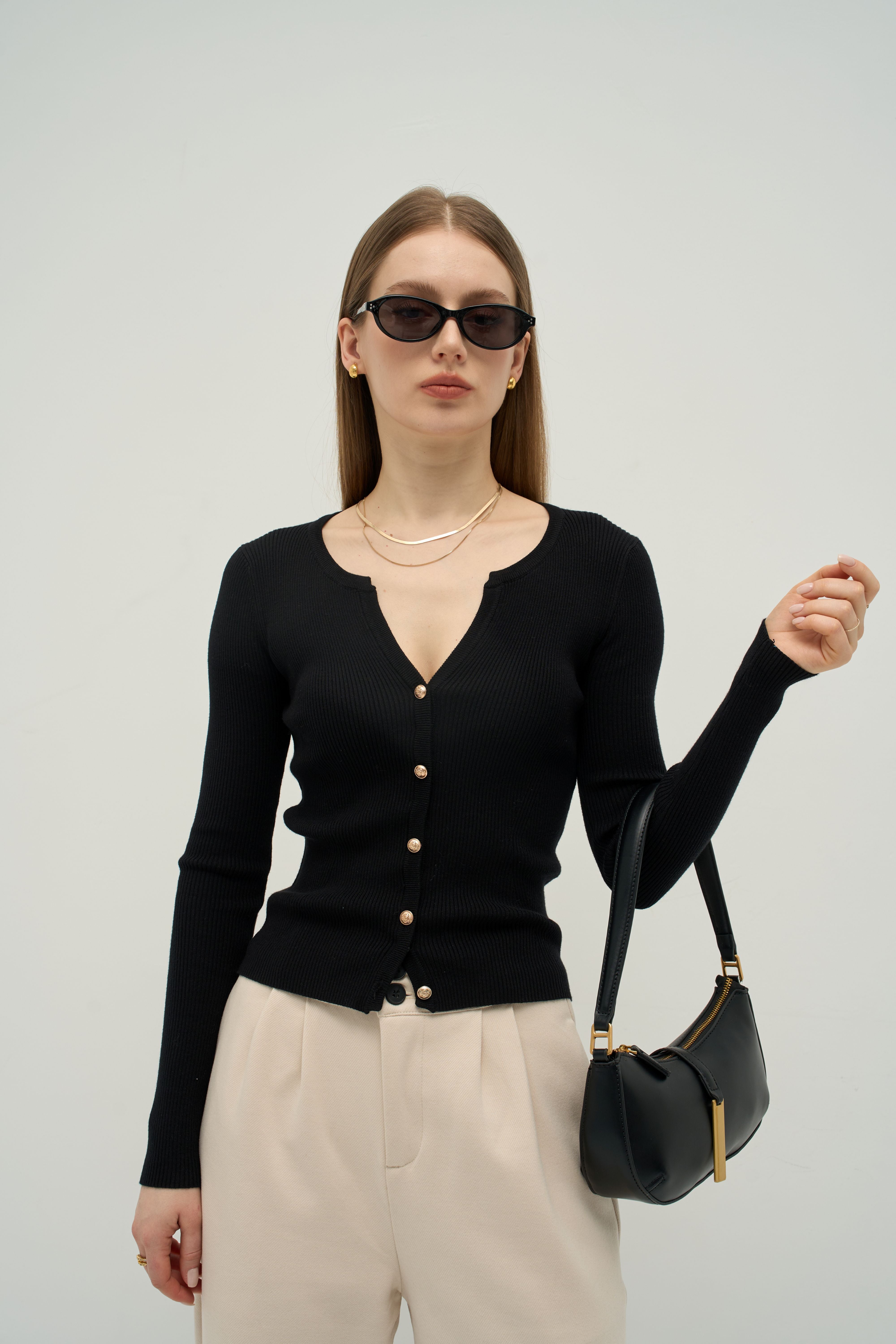 Contour Ribbed Knit Cardigan Top