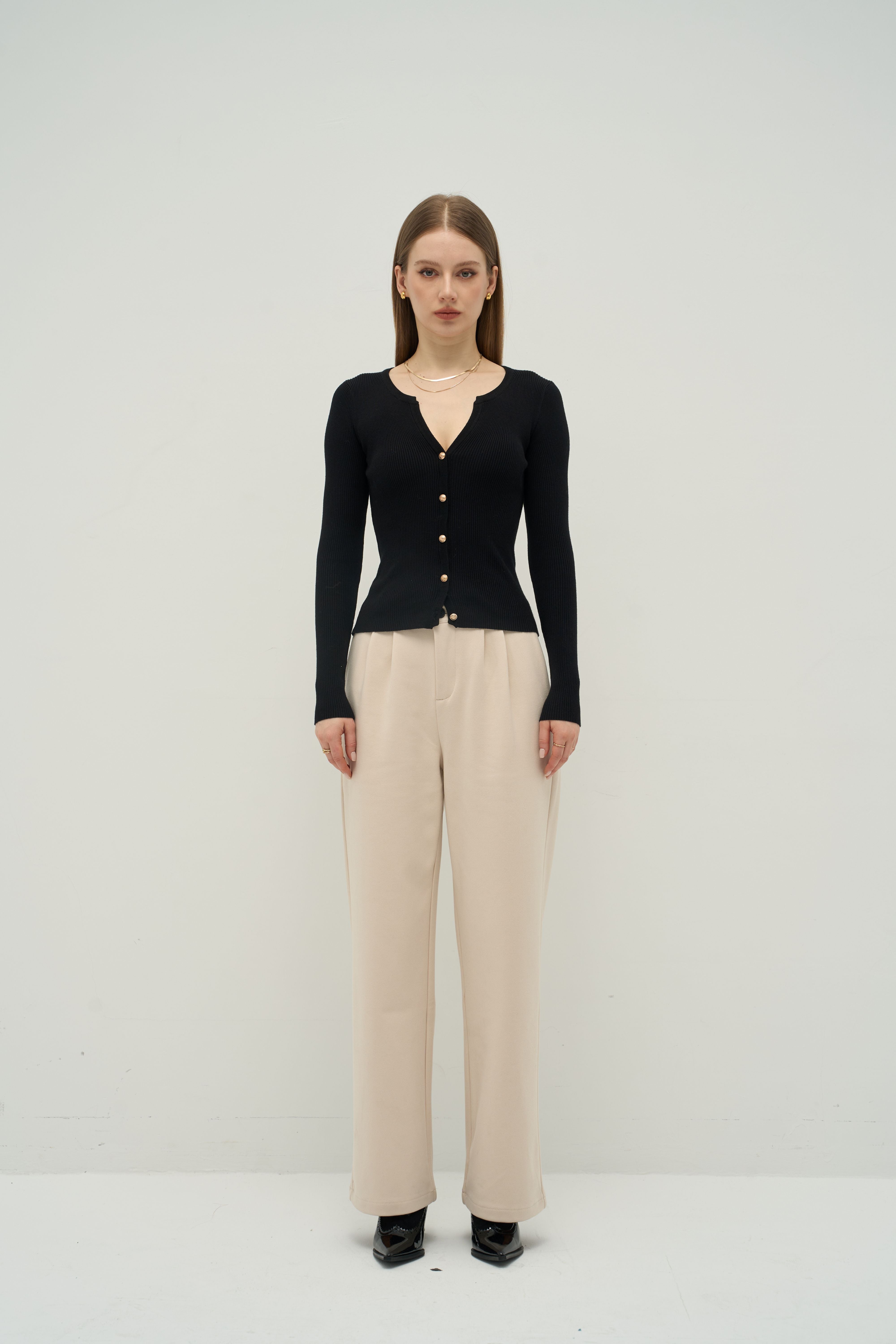 Contour Ribbed Knit Cardigan Top