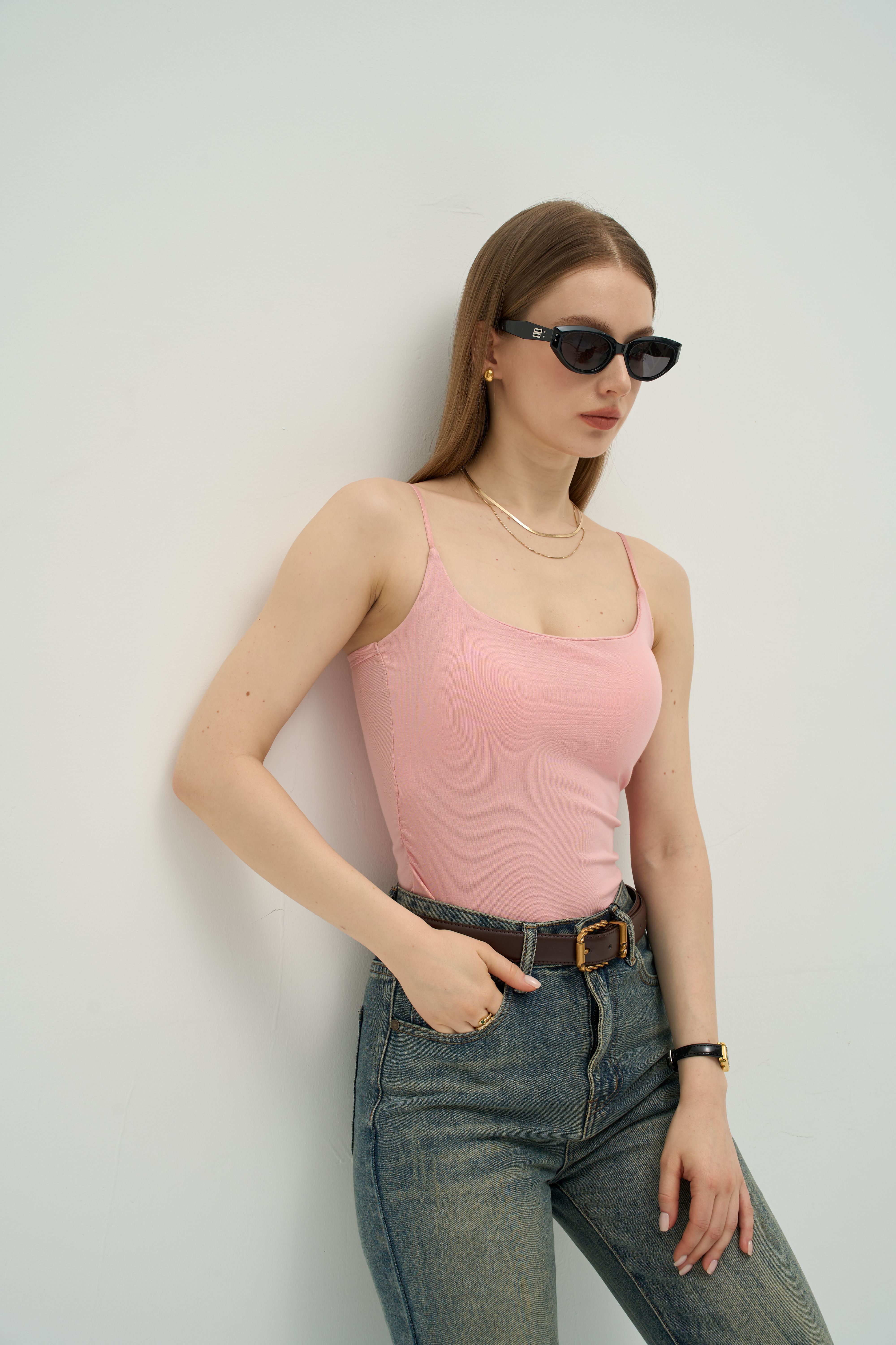 Sculpted Waist Ribbed Padded Camisole